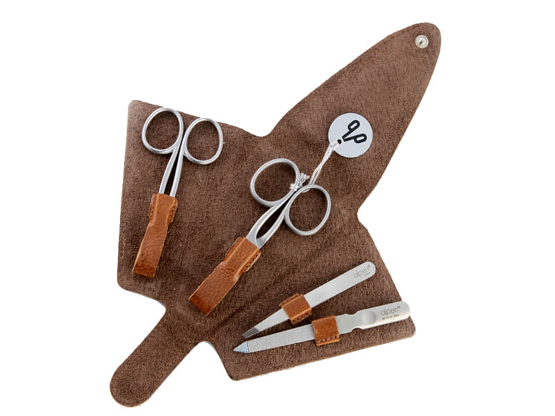 Pochette manucure Alpen 4 pièces Antique Line cognac